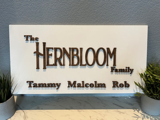 Custom family name sign with members